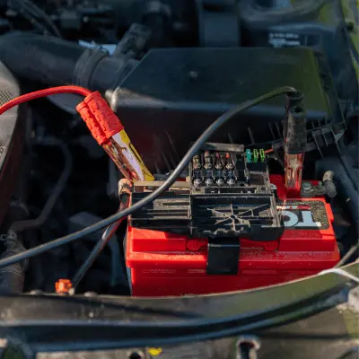 Home Car battery and electrical components under the hood